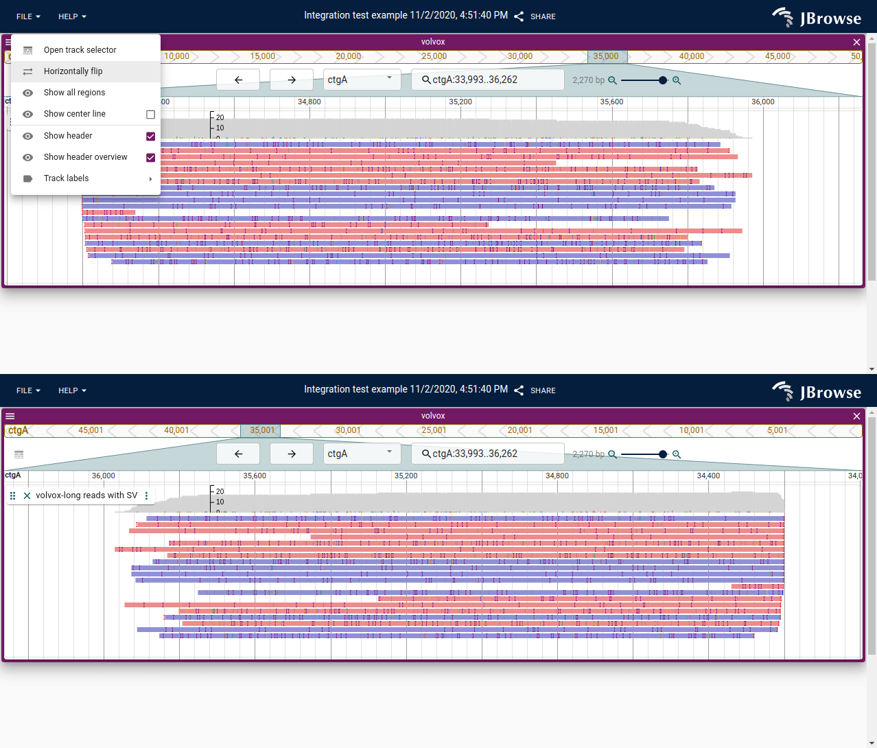 Before and after horizontally flipping.