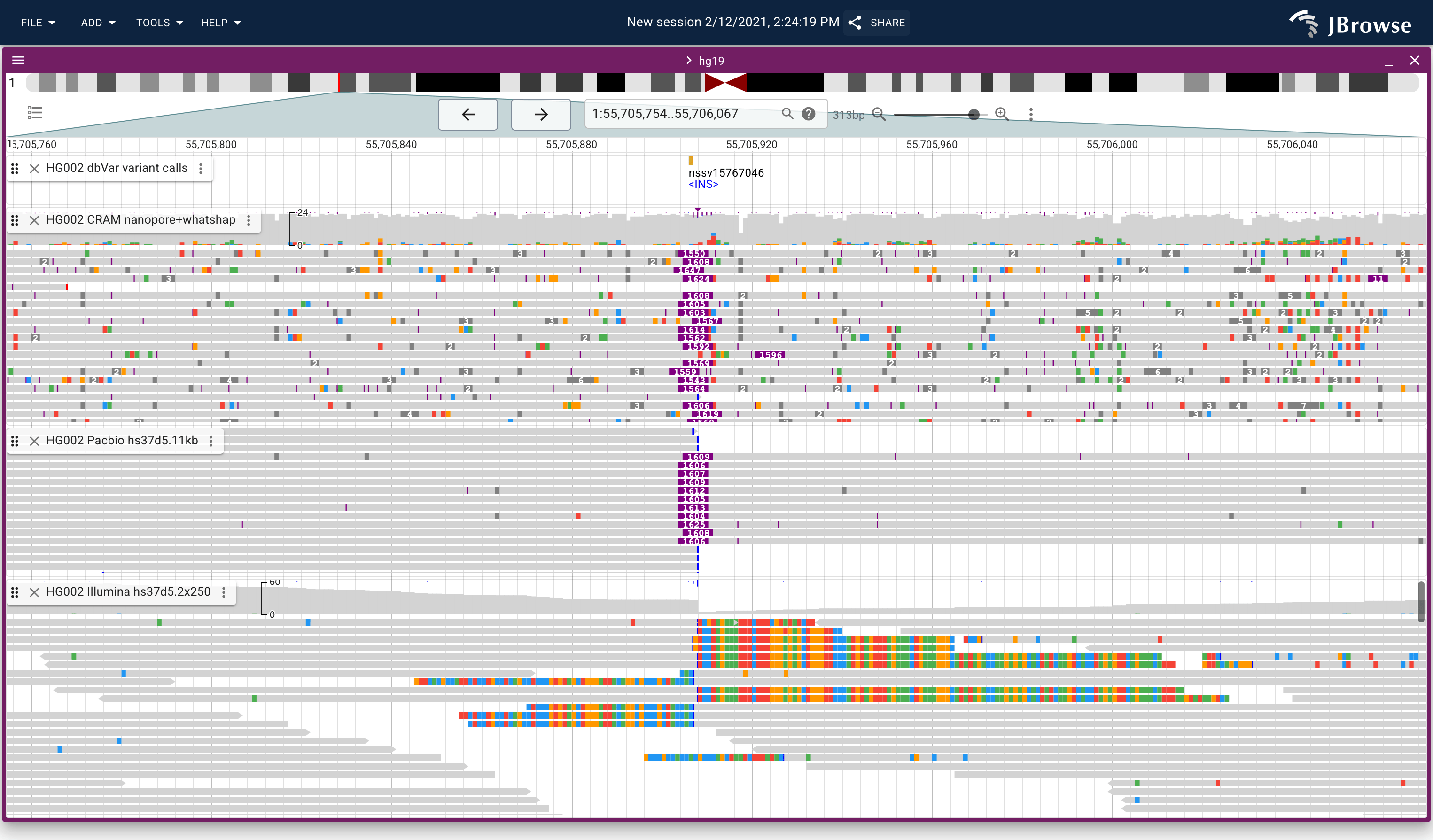 Insertion with multi-platform reads