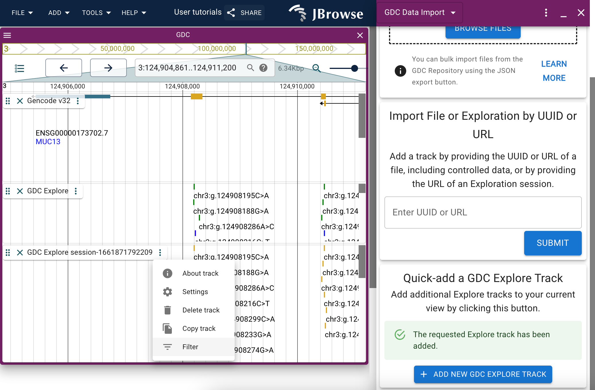 The final quick-add panel, as mentioned earlier, allows a user to add as many GDC Explore tracks as they want to a session. These tracks provide the user with access to the filterable track and datapoints retrieved through the GDC API.