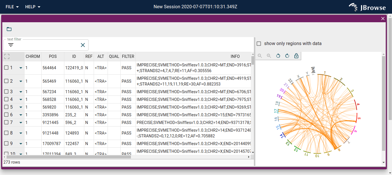 The SV inspector with loaded results.